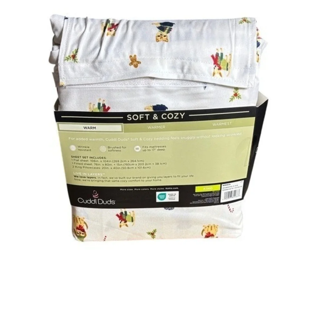 Cuddl Duds King Sheet Set Microfiber Christmas Dogs Adorable GIFT NEW